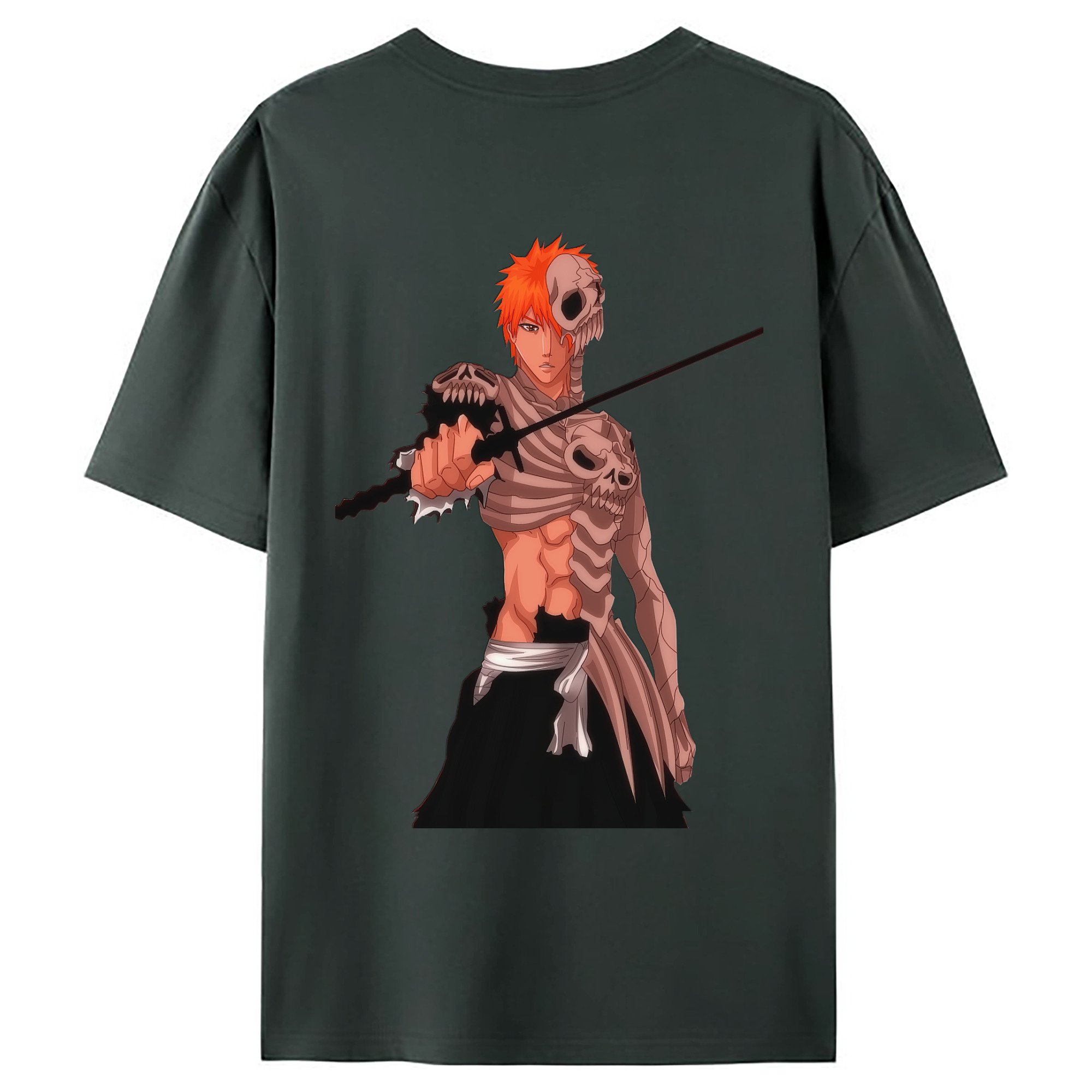 （画像用） ブリーチ 黒崎一護（くろさき いちご）BLEACH Kurosaki Ichigo 綿100％ メンズ半袖Tシャツ（バックプリント） 通気性
